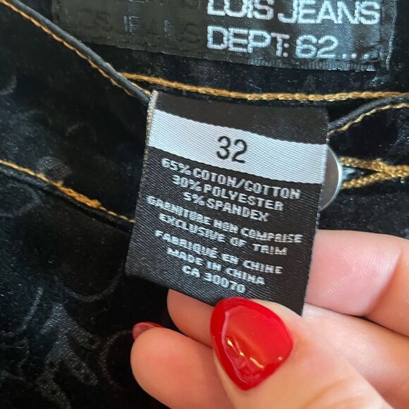 90s vintage black velvet jacquard mid rise bootcut pants - Picture 7 of 12